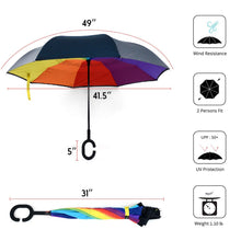 Load image into Gallery viewer, Selini New York - Rainbow Double Layer Inverted Umbrella
