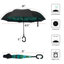 Load image into Gallery viewer, Selini New York - Peacock Double Layer Inverted Umbrella

